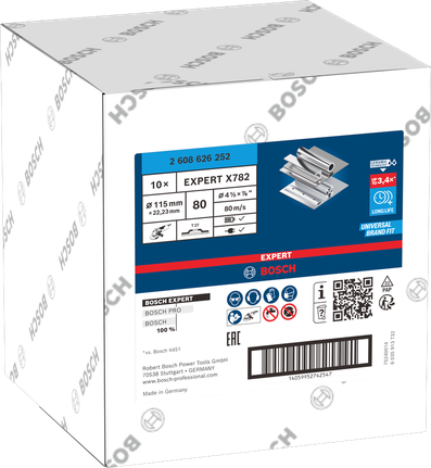 Lamelový kotouč Bosch EXPERT X782 G80 115 mm pro broušení kovů.